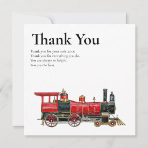 Remerciements Carte de remerciement de train vintage esthétique