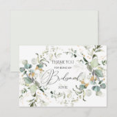 Remerciements Carte de remerciement demoiselle d'honneur à feuil (Devant / Derrière)