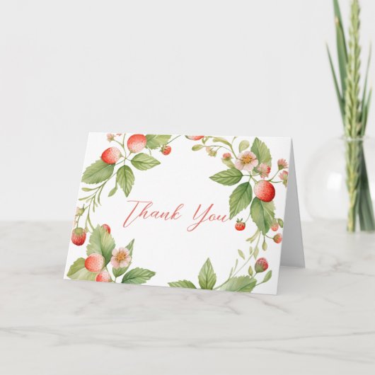 Remerciements Carte de remerciement Douche de fraises douce comm (Devant)