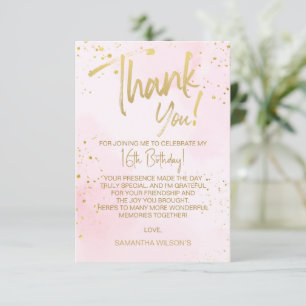Remerciements Carte de remerciement Elegant Blush Rose & Or pour