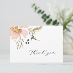 Remerciements Carte de remerciement élégante à motif floral aqua