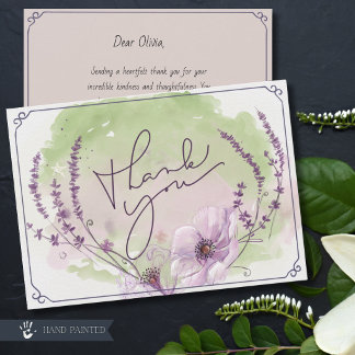 Remerciements Carte de remerciement élégante à motif floral viol