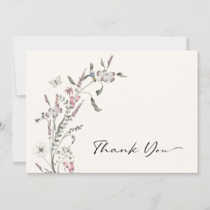 Remerciements Carte de remerciement élégante aux fleurs sauvages