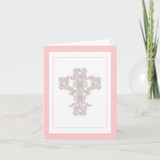 Remerciements Carte de remerciement élégante avec croix en rose 