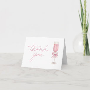 Remerciements Carte de remerciement élégante avec nœud rose et c