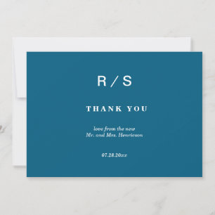 Remerciements Carte de remerciement élégante classique bleu mono