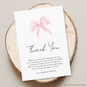 Remerciements Carte de Remerciement Élégante Rose pour Baby Show