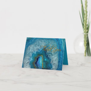 Remerciements Carte de remerciement en agate bleue