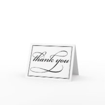 Carte de remerciement en calligraphie noir et blan
