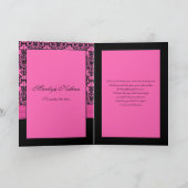 Remerciements Carte de remerciement en damas rose et noir (Intérieur)