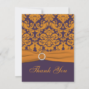 Remerciements Carte de remerciement en damas violet et orange