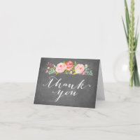 Carte de remerciement en tableau noir floral pour