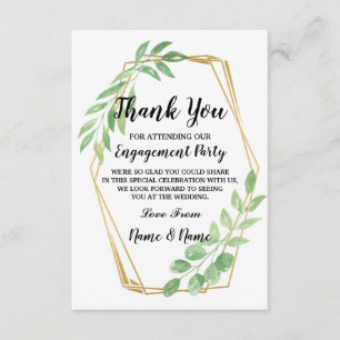 Remerciements Carte de remerciement Engagement Mariage Feuilles