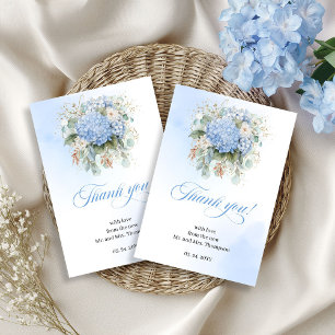 Remerciements Carte de remerciement Eucalyptus Hydrangea Bleu Na