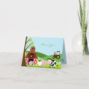 Remerciements Carte de remerciement Ferme Animaux