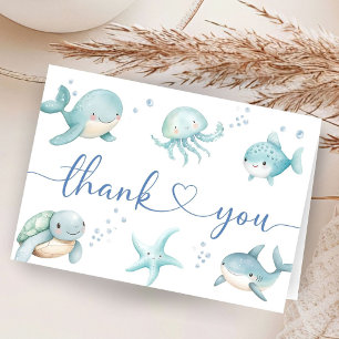 Remerciements Carte de remerciement Fête de bébé Bleu Océan Sea