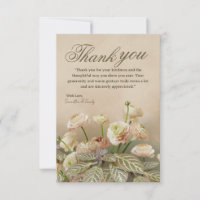 Carte de remerciement fleur beige minimaliste