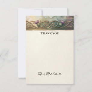 Remerciements Carte de remerciement Fleur de chardon Tartan Viol
