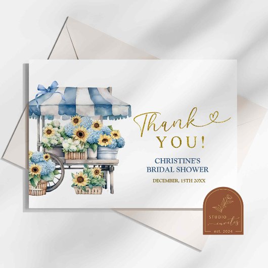 Remerciements Carte de remerciement Fleur de tournesol Hydrangea