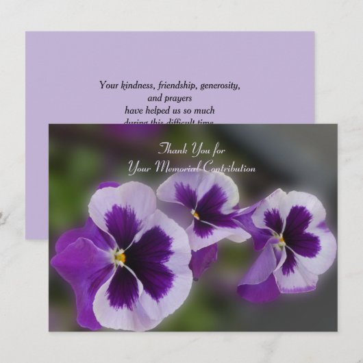 Remerciements Carte de remerciement Fleur Violette Contribution  (Devant / Derrière)