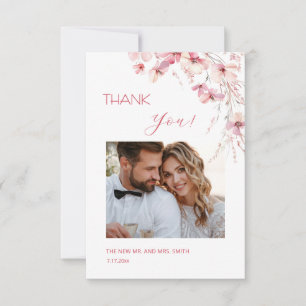 Remerciements Carte de remerciement Fleurs Boho Rose