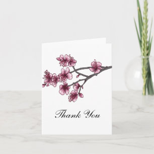 Remerciements Carte de remerciement Fleurs de cerisier rose Simp