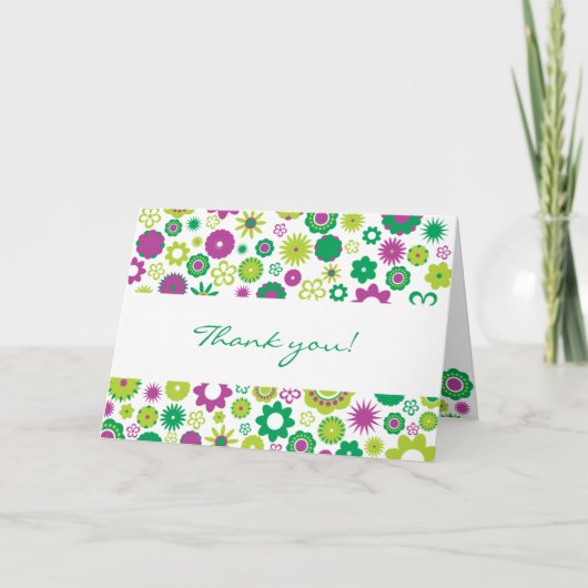 Remerciements Carte de remerciement Fleurs Heureuses (Devant)