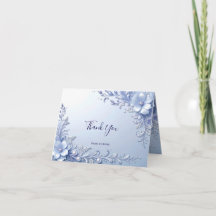 Carte de remerciement Fleurs Ornées Bleues avec Pe