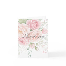 carte de remerciement fleurs roses roses tendres