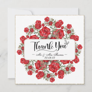 Remerciements Carte de remerciement florale à l'aquarelle Rose r