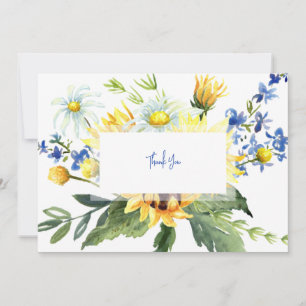 Remerciements Carte de remerciement florale aquarelle bleue et j