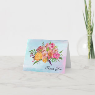 Remerciements Carte de remerciement florale aquarelle colorée