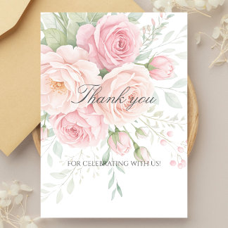 Remerciements carte de remerciement florale aux roses douces