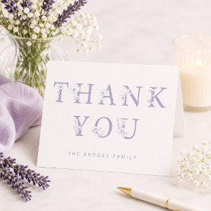 Remerciements Carte de remerciement florale Baby Shower lavand