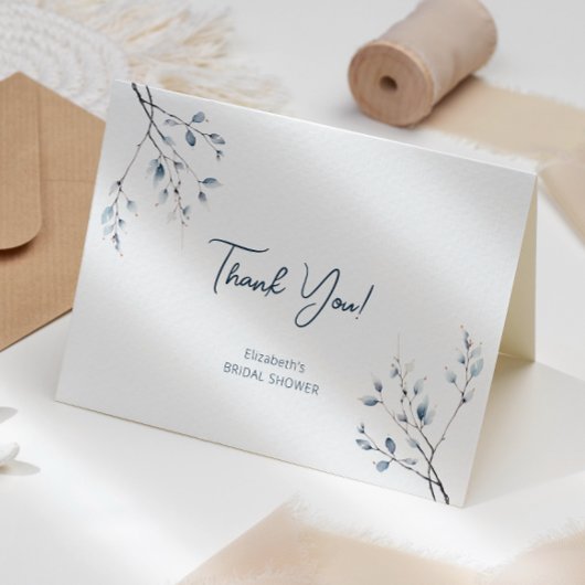 Remerciements Carte de remerciement florale bleue d'hiver botani