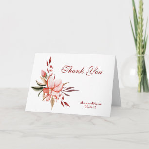 Remerciements Carte de remerciement florale Corail & Blush
