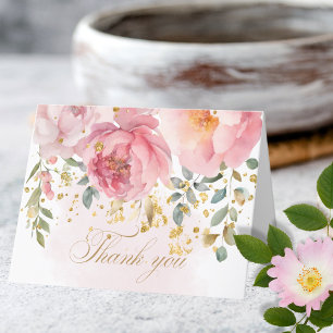 Remerciements Carte de Remerciement Florale Élégante aux Pivoine
