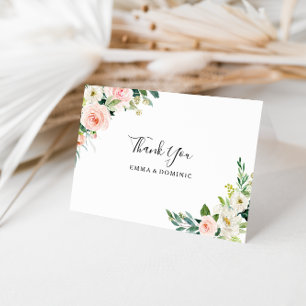 Remerciements Carte de remerciement florale élégante avec verdur