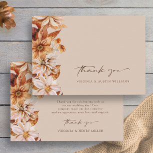 Remerciements Carte de Remerciement Florale Feuilles d'Automne T
