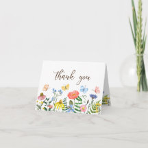 Carte de remerciement florale Fleurs sauvages et P