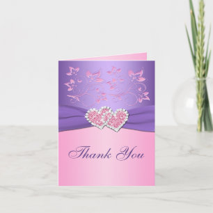 Remerciements Carte de remerciement florale rose et violette à c