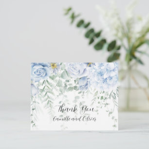 Remerciements Carte de remerciement florale Roses Bleu Clair et