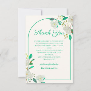 Remerciements Carte de remerciement florale verte menthe
