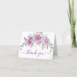 Remerciements Carte de remerciement florale violette à l'aquarel