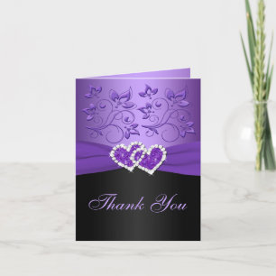 Remerciements Carte de remerciement florale violette et noire à