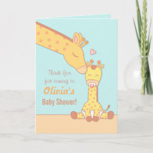 Remerciements Carte de remerciement Girafe et adorable veau bébé