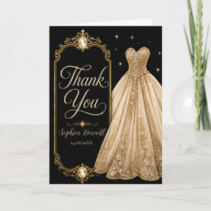 Remerciements Carte de remerciement Gold Jewel Sweet 16
