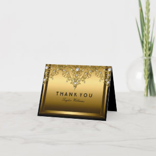 Remerciements Carte de remerciement Gold Pearl Vintage Glamour