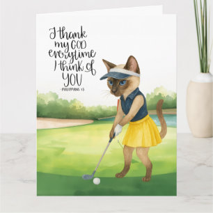 Remerciements Carte de remerciement Golf avec un chat amateur de