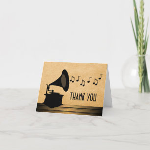 Remerciements Carte de remerciement Gramophone Vintage Ebony